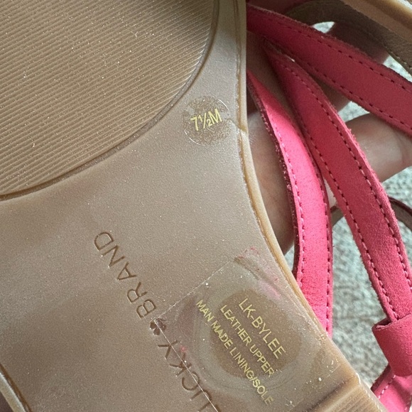 Lucky Brand Pink Tan Sandals Strappy Summer Style - Picture 2 of 4